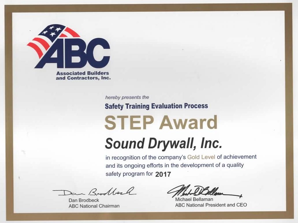 ABC Step Award – Sound Drywall Incorporated